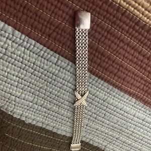 Silver Multi-Chain Bracelet with Crisscross Accent